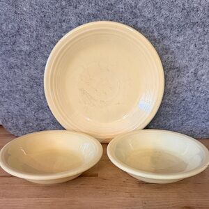Fiestaware Pale Yellow/ Sunflower Plate and Bowls